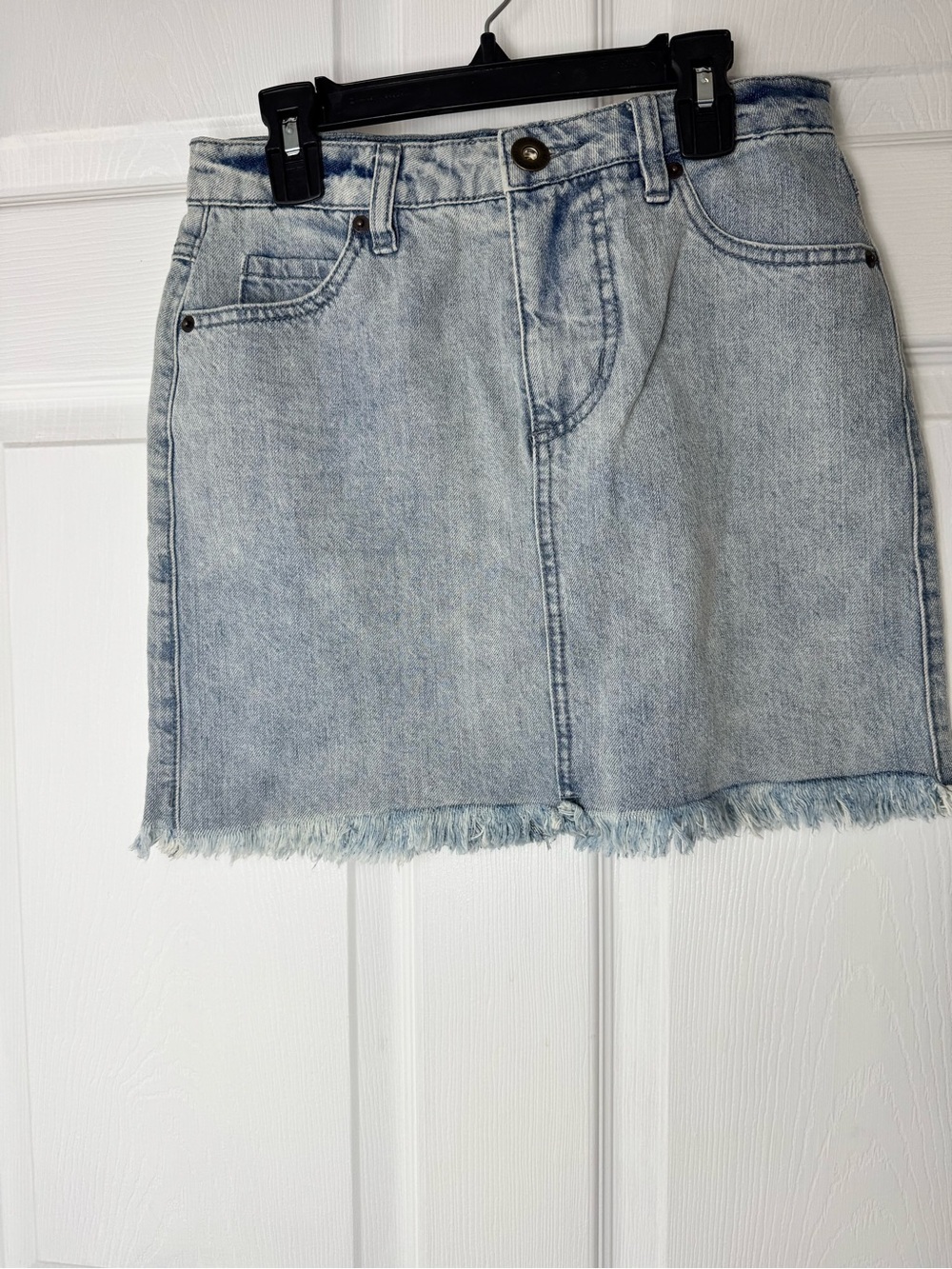 O'Neill Light Blue Frayed Hem Denim Mini Skirt